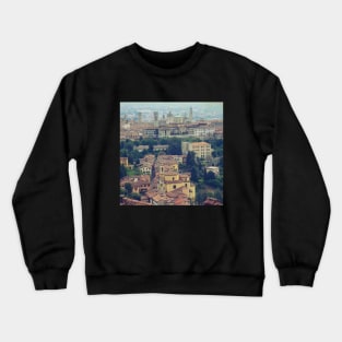 View from the top of the mountain Italy sightseeing trip photography from city scape Milano Bergamo Lecco Crewneck Sweatshirt